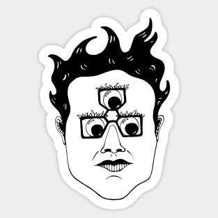 Googly Third Eye Pince Nez - Line Drawing Sticker